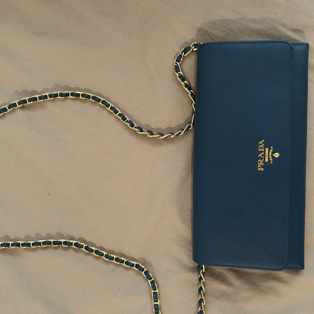 Prada blue Leather Chain Bag